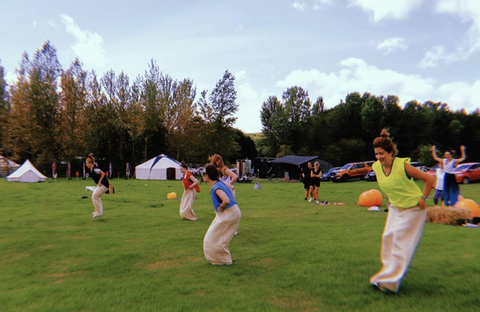 Sack race for sports day on hen weekend