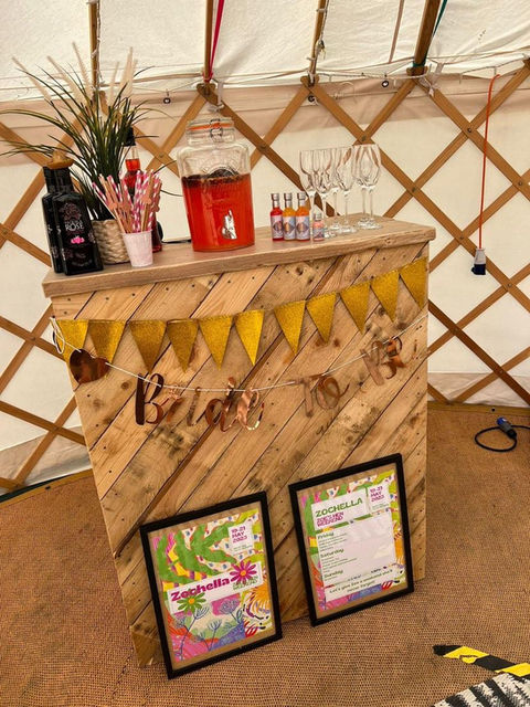 Yurt bar stocked for hen weekend