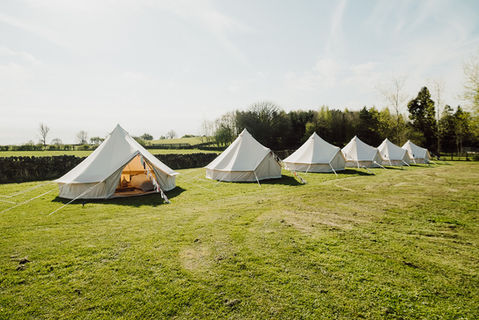 Bell tent village for glamping hen weekend