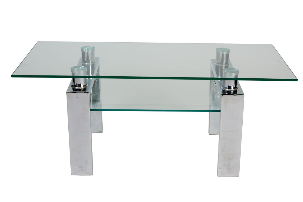 Stainless Steel and Glass Coffee Table