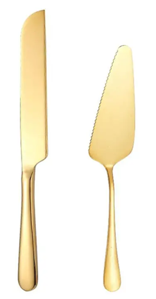 Gold Cake Knife and Lifter Set
