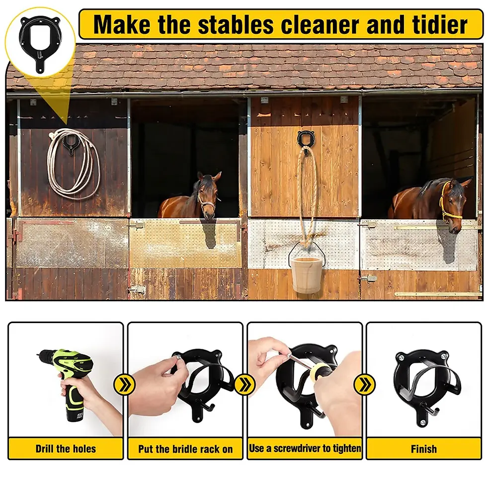 Thumbnail: Horse Bridle Rack Metal Bridle Hooks Wall Mounted Horse Tack Storage Halter