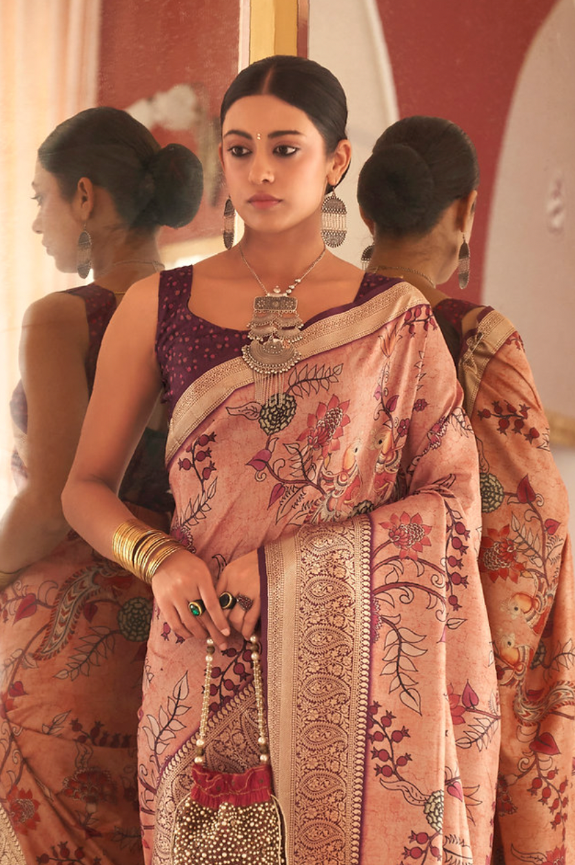 Thumbnail: Kalamkari Soft Silk Sarees