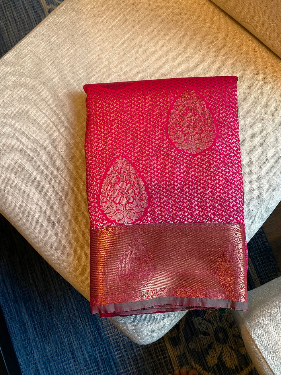 Thumbnail: Kanchipuram  Kerala style Bridal Copper Silk Sarees