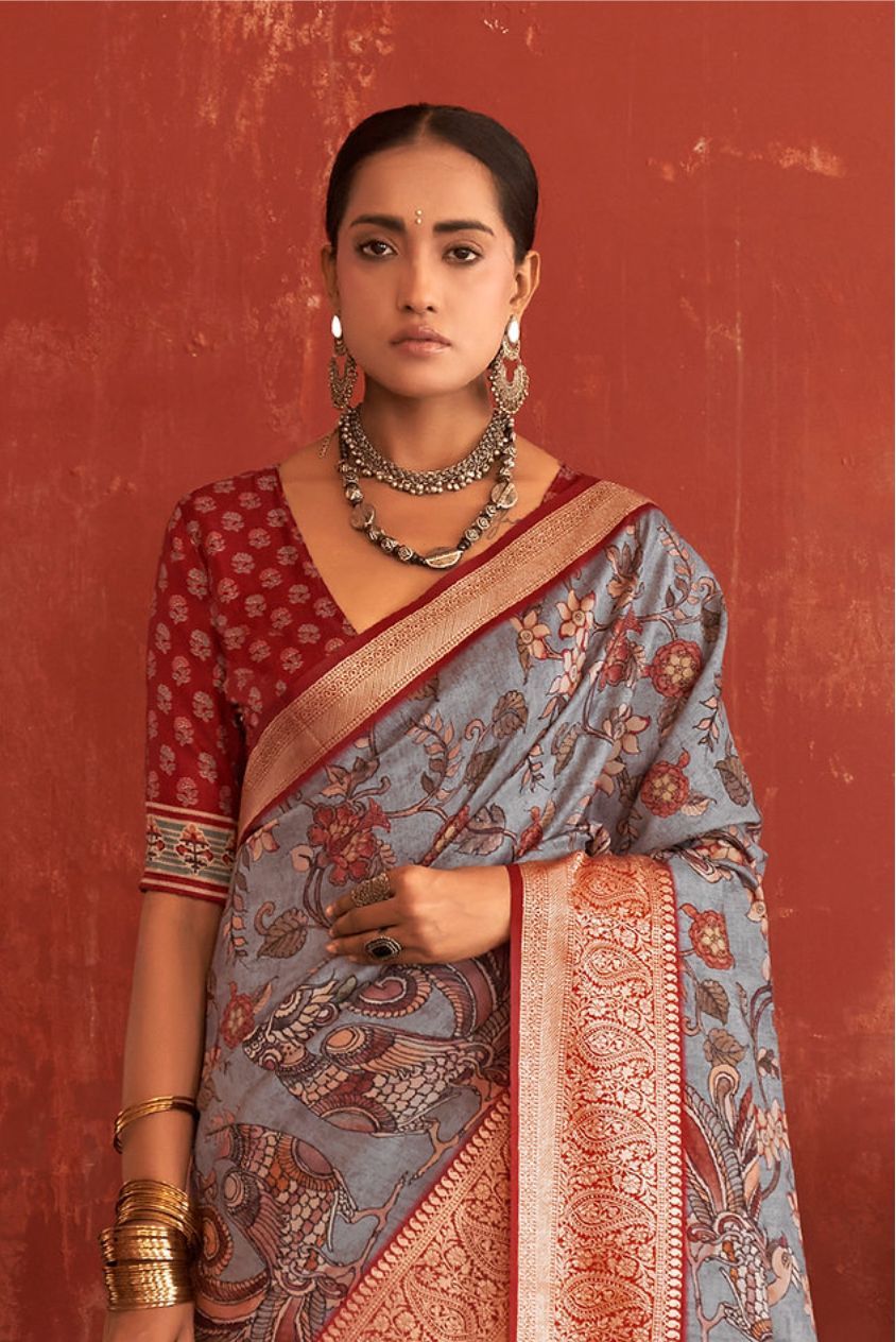 Thumbnail: Kalamkari Soft Silk Sarees