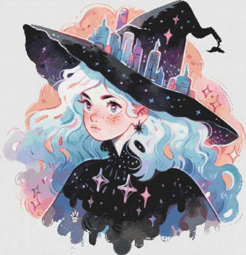 City Witch Counted Cross Stitch Kit - Halloween - DM