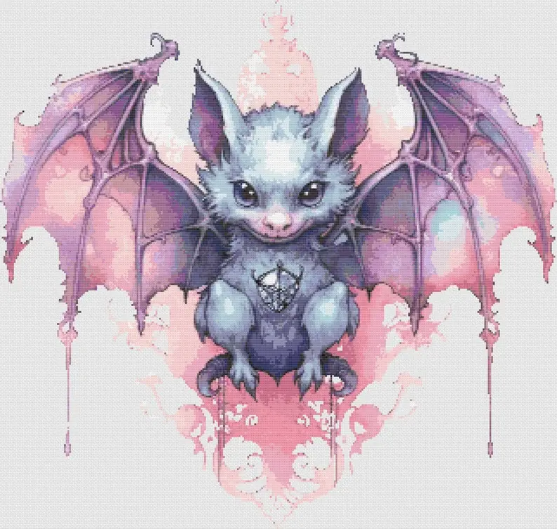 Purple Bat Counted Cross Stitch Kit - Halloween - DM