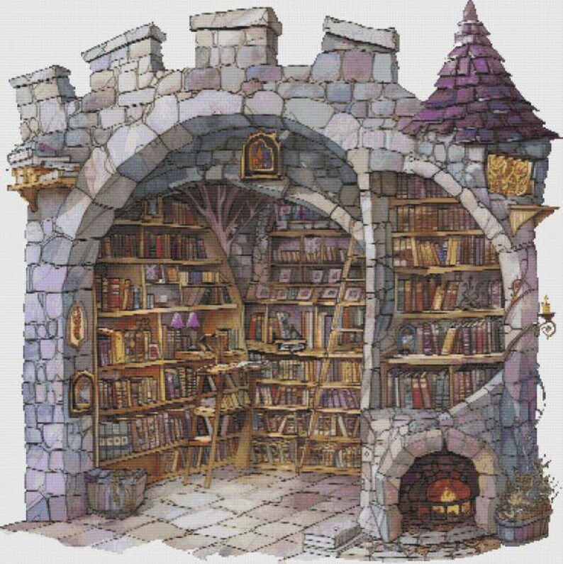 Book Castle Hut Counted Cross Stitch Kit - Books - DM