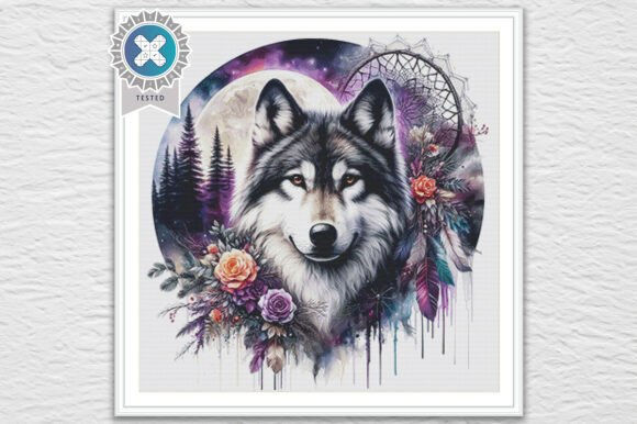 Dreamcatcher Wolf Cross Stitch Kit - Fantasy - Modern