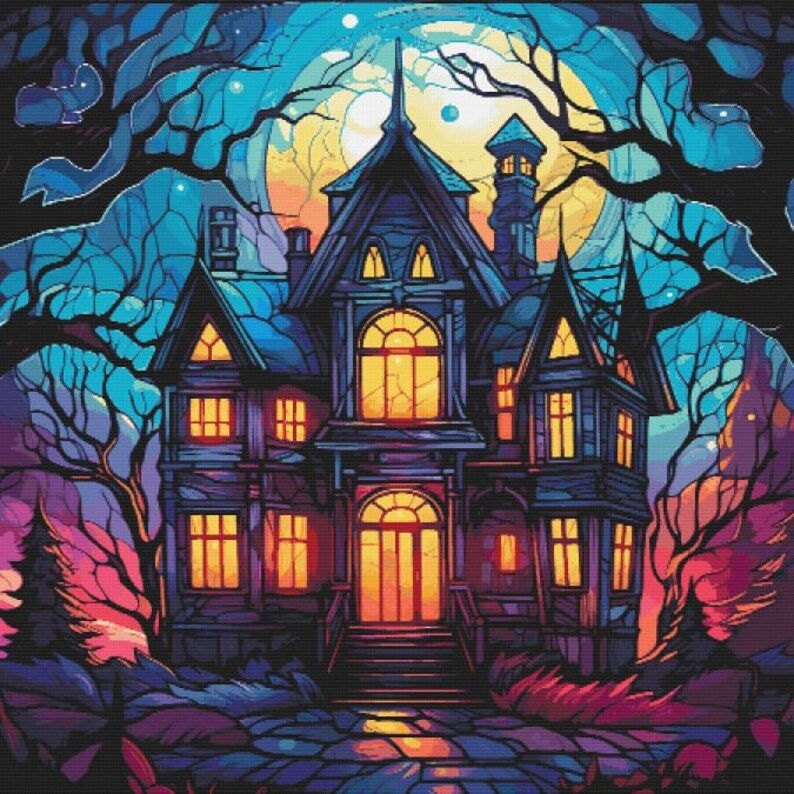 Pretty Haunted House Counted Cross Stitch Kit - Modern - DM