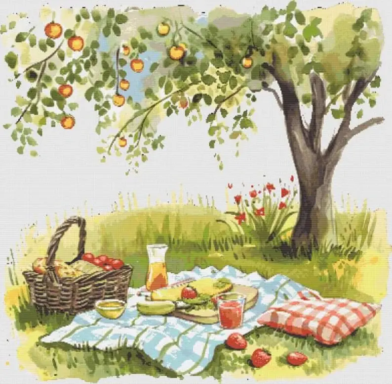 Sweet Picnic Counted Cross Stitch Kit - Modern - DMC