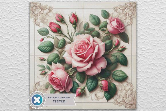 Roses Tile Cross Stitch Kit - Fantasy - Modern