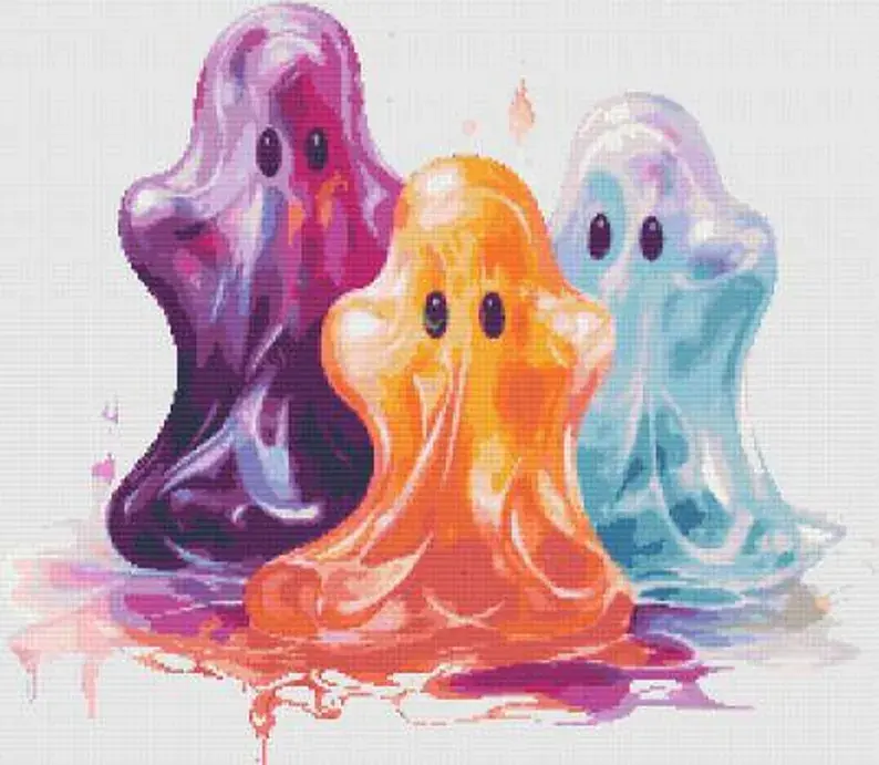 Jelly Ghosts Counted Cross Stitch Kit - Halloween - DM