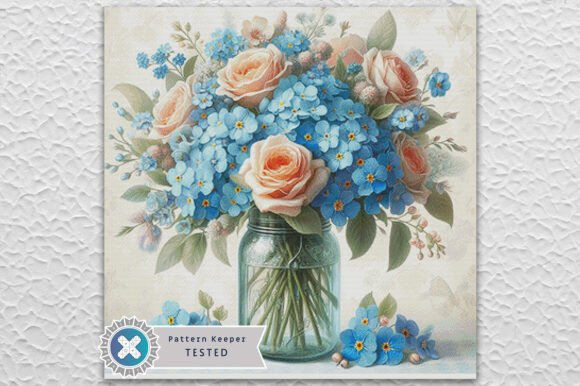 Forget-Me-Nots Roses Cross Stitch Kit - Fantasy - Modern