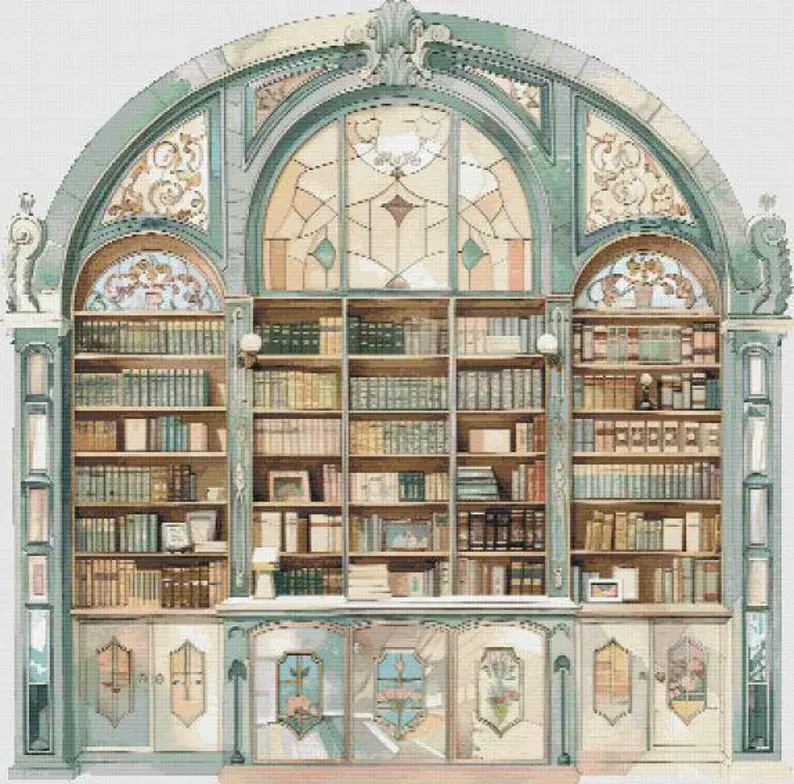 Church Bookshop Counted Cross Stitch Kit - Books - DM