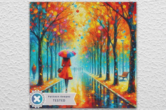 Fall Park Woman Cross Stitch Kit - Fantasy - Modern