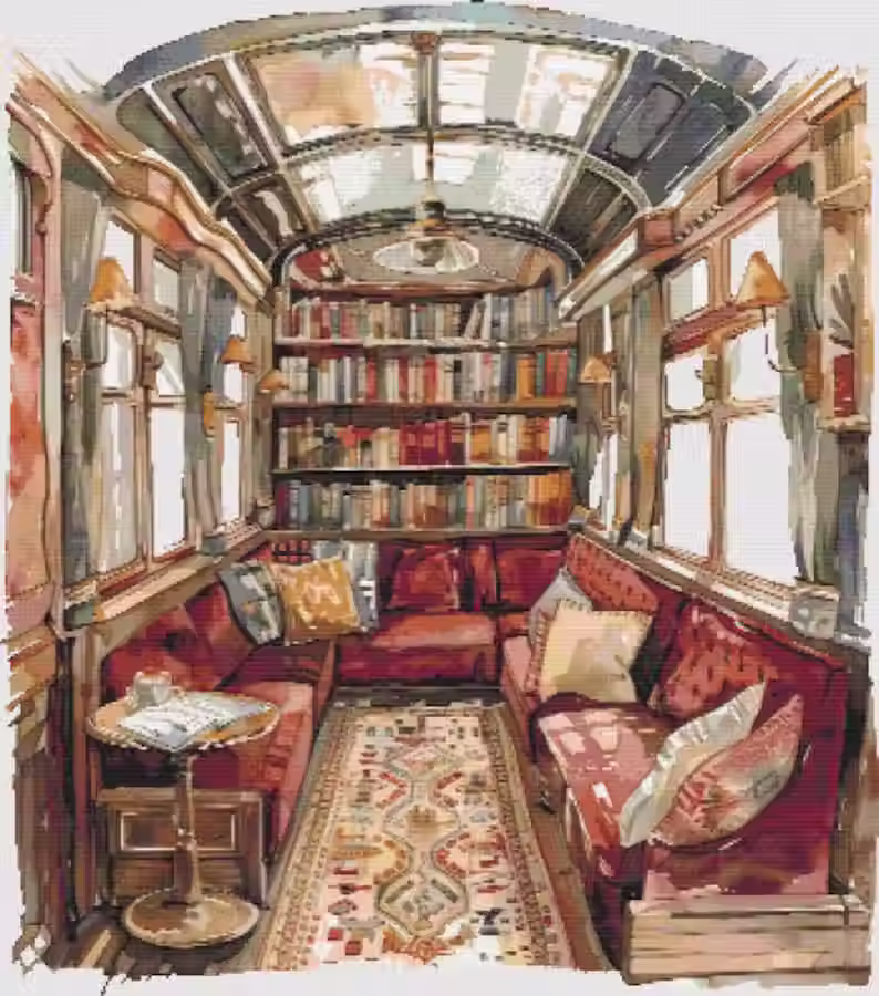 Carriage Library Counted Cross Stitch Kit - Books - DM