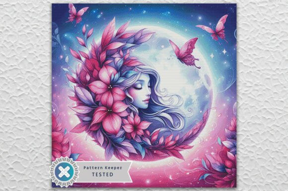 Floral Moon Cross Stitch Kit - Fantasy - Modern