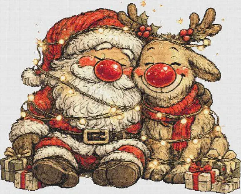 Santa And His Reindeer Counted Cross Stitch Kit - Christmas - DM