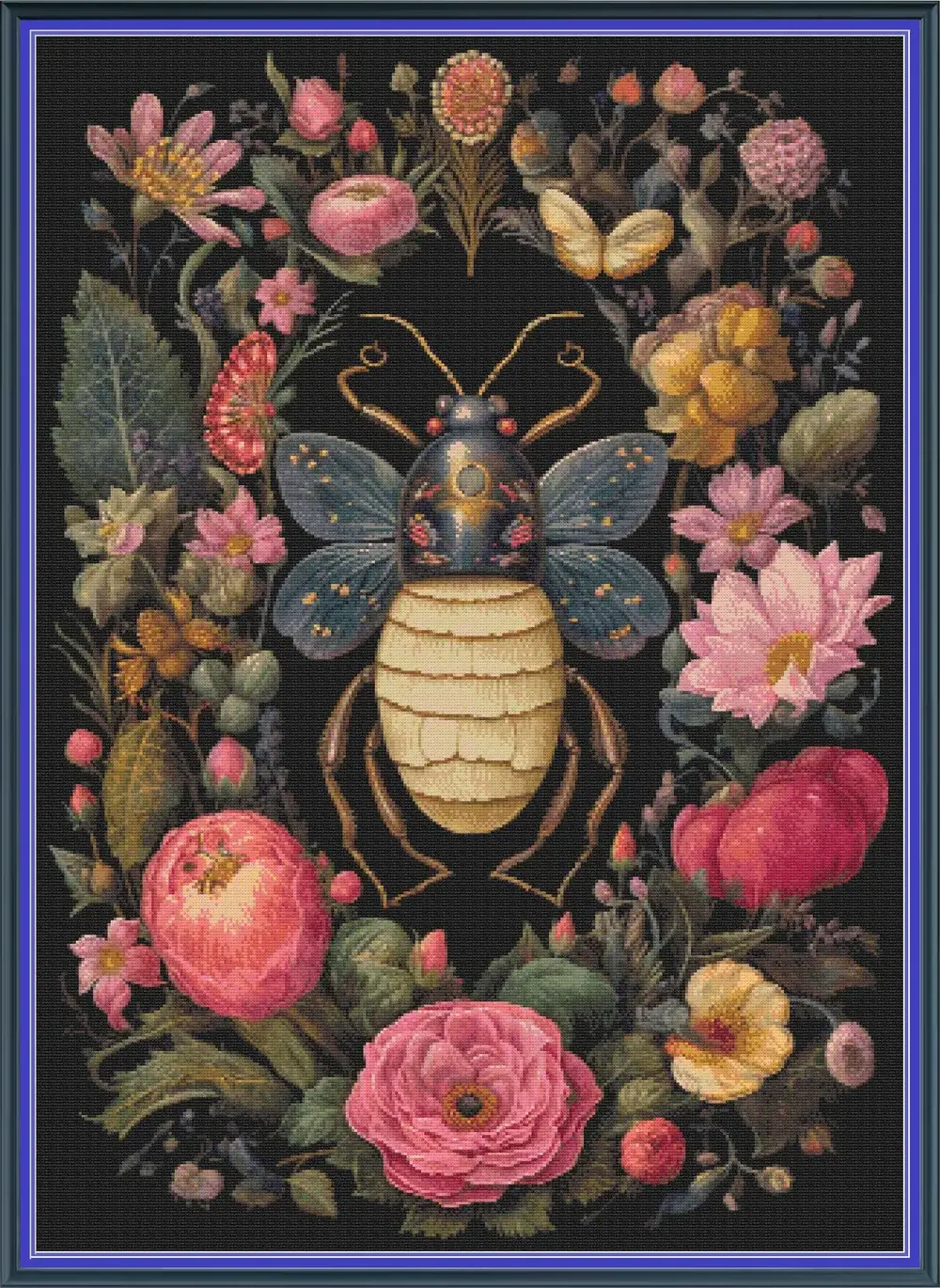 Gothic Botanic Beetle Counted Cross Stitch Kit - Animal Flowers