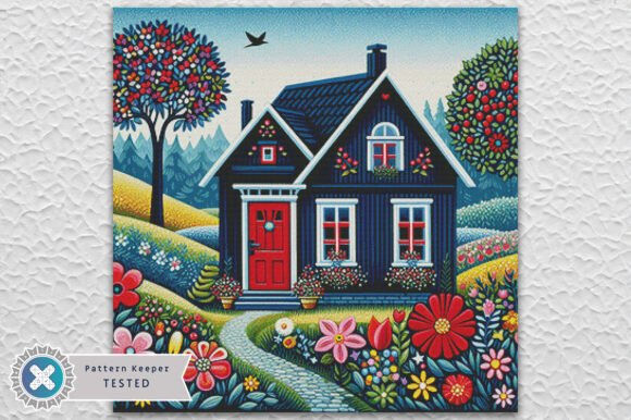 Floral Folk House Cross Stitch Kit - Fantasy - Modern