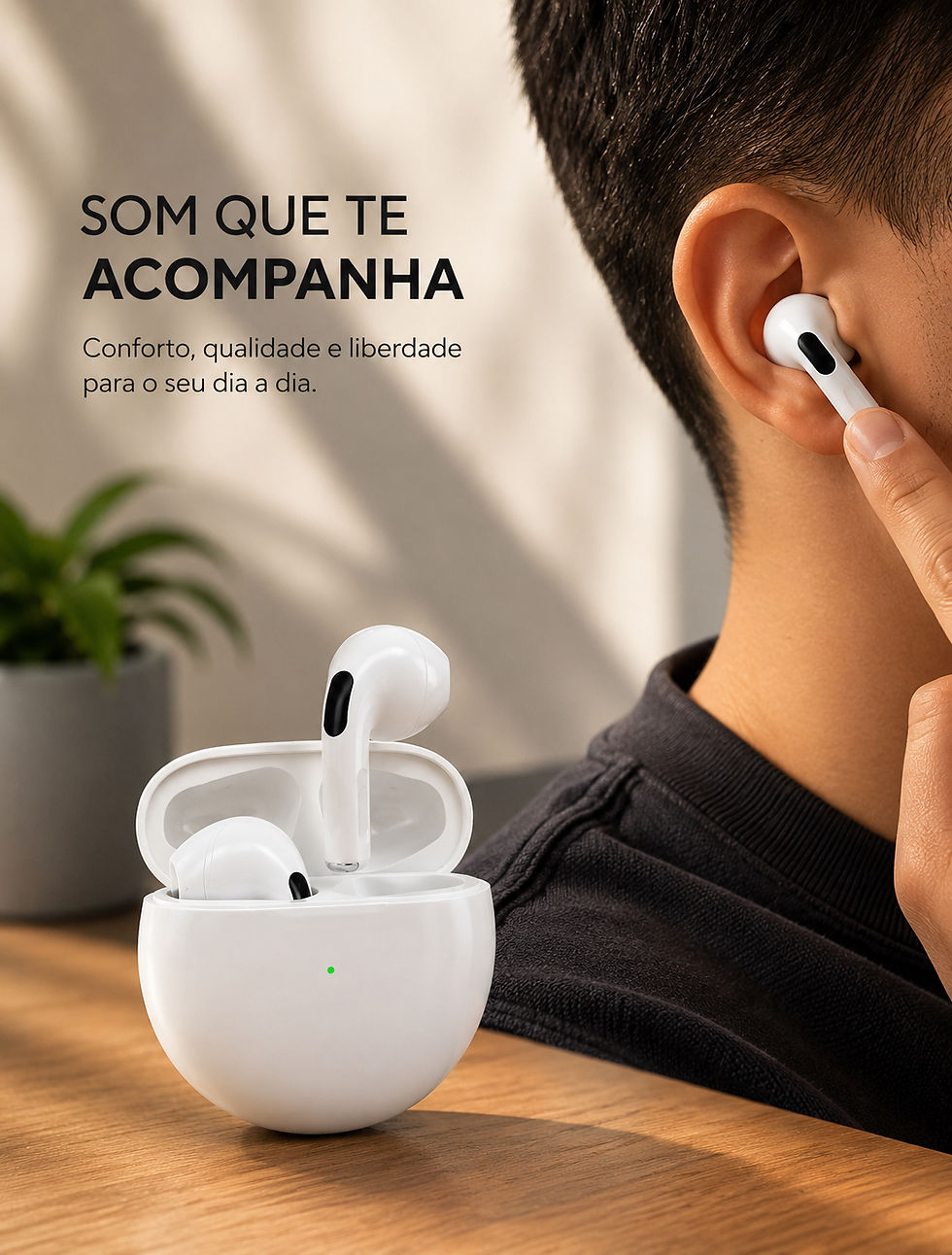 Miniatura: Fone de Ouvido Air Pro 6 TWS Sem Fio Bluetooth 5.0 Mic