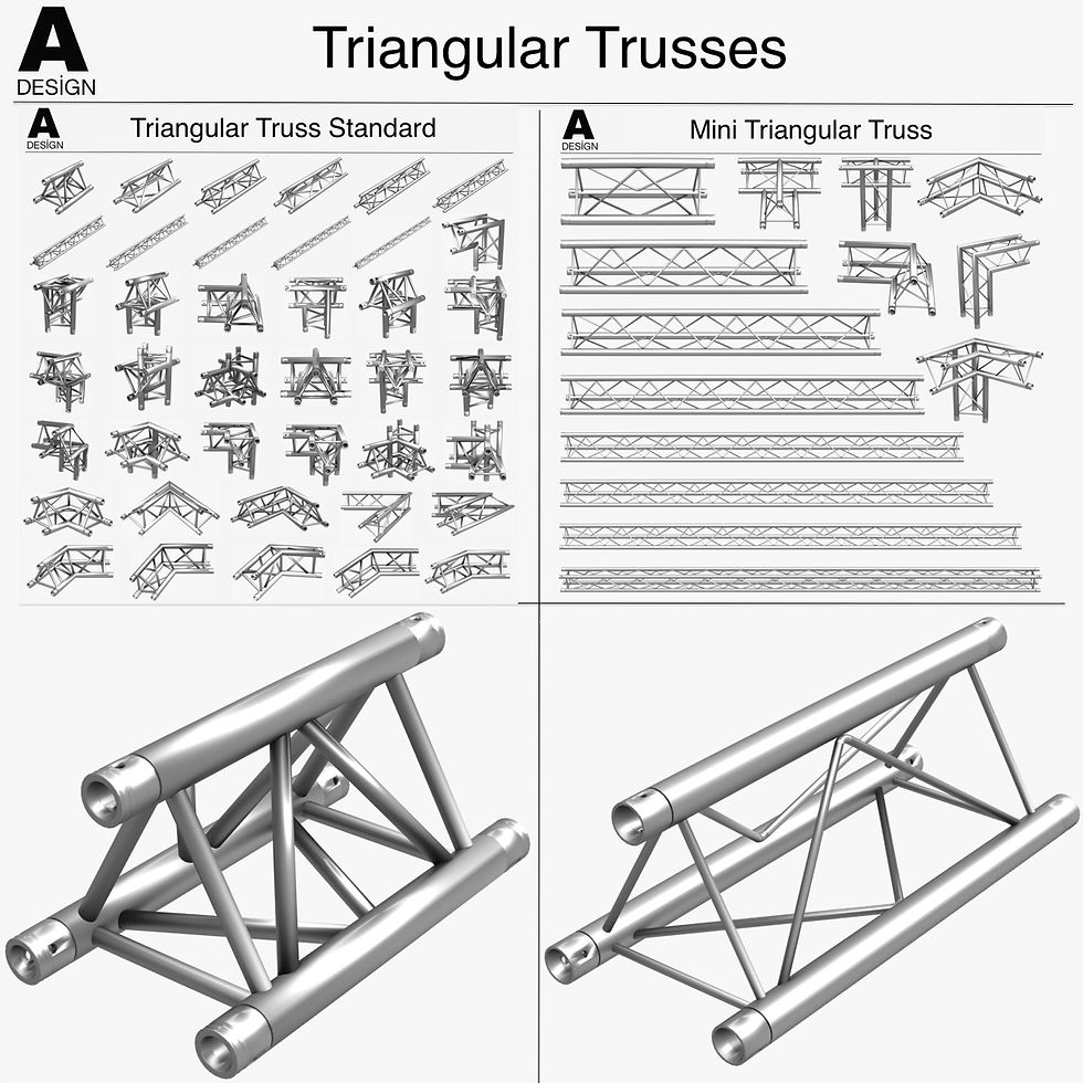 Trusses Square Triangular Beam Bundle Collection - 129 PCS Modular