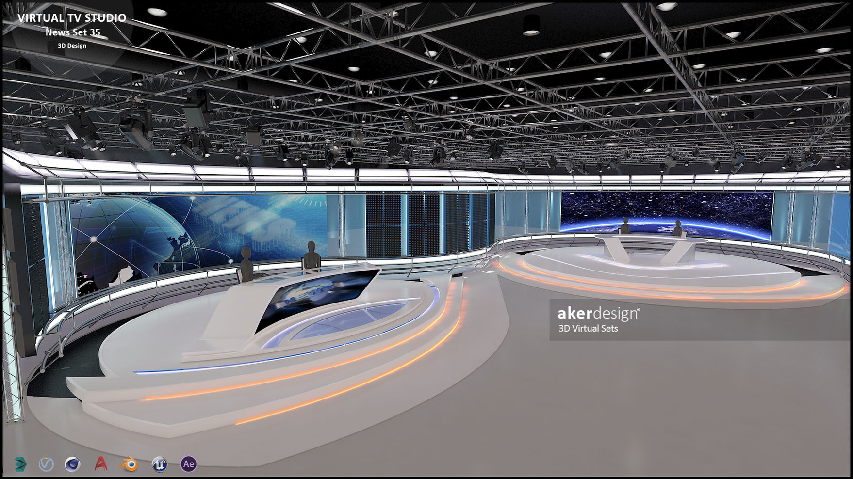 Virtual TV Studio Sets - 3D Model Designs.