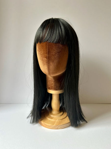 Stylish black long wig with fringe