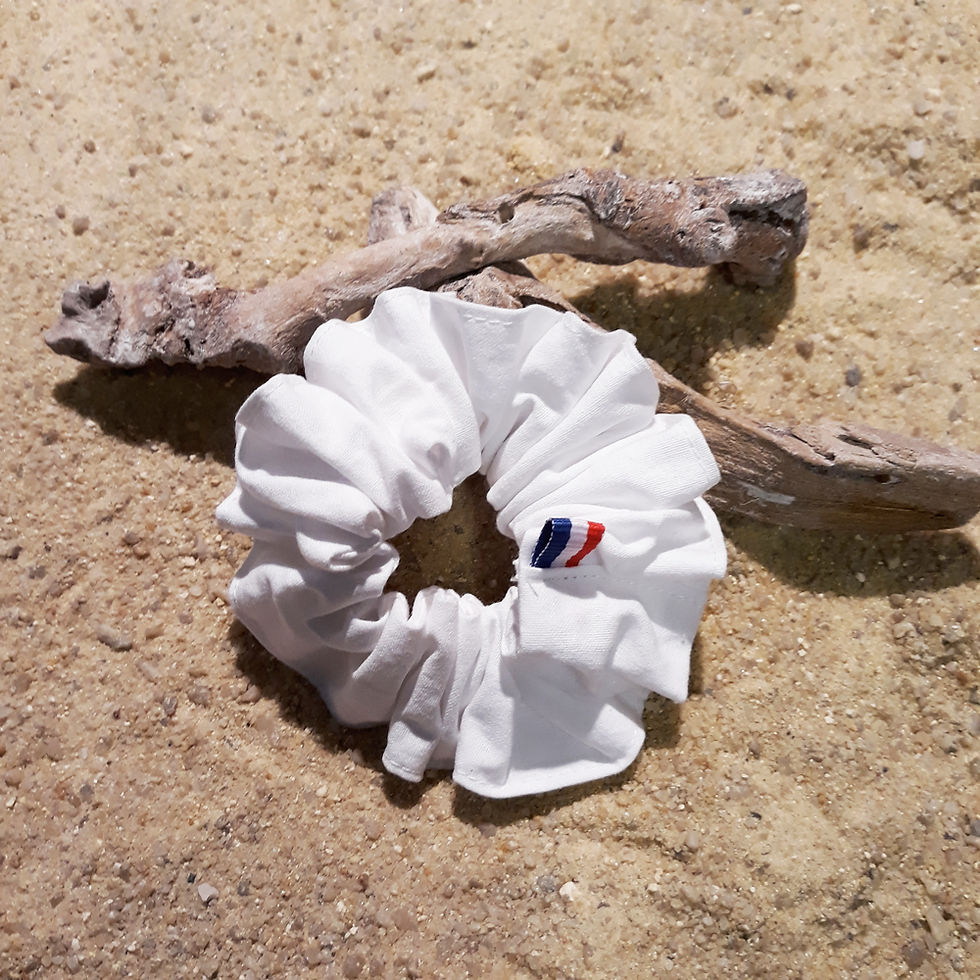 Miniature : Chouchou, foulchie, bandeau croisé pâquerettes fond bleu