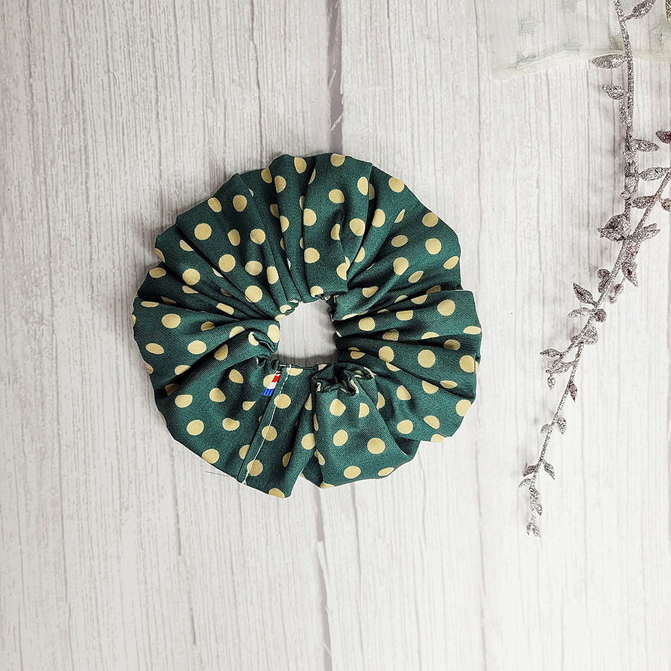 Miniature : chouchou en tissus de noël pois vert