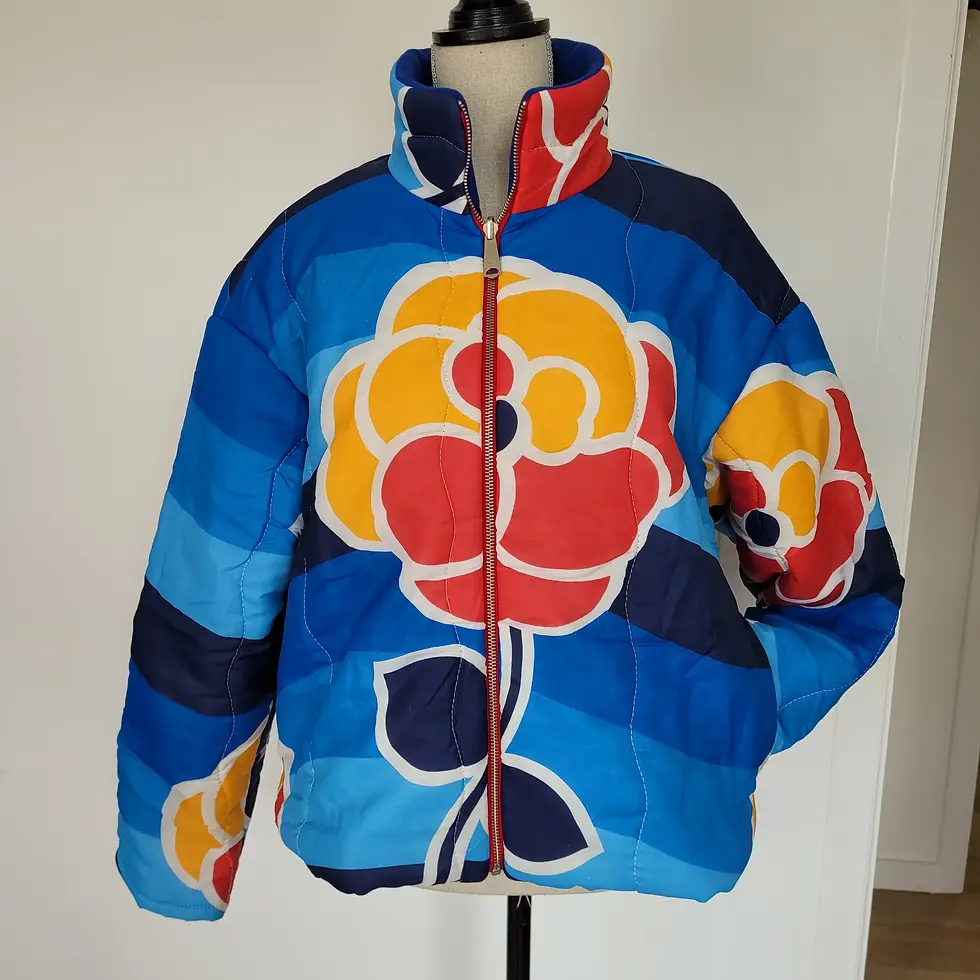 Miniature : Veste doudoune upcyclée - vue de face – sac de couchage vintage années 70