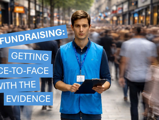 A street fundraiser in a crowd