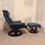 Miniaturbild: Ledersessel Relaxsessel von Stressless + Ottoman (L) in blau