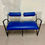 Miniaturbild: Blaue Designer Couch, Sofa, Bank 2-plätzig, Metallgestell