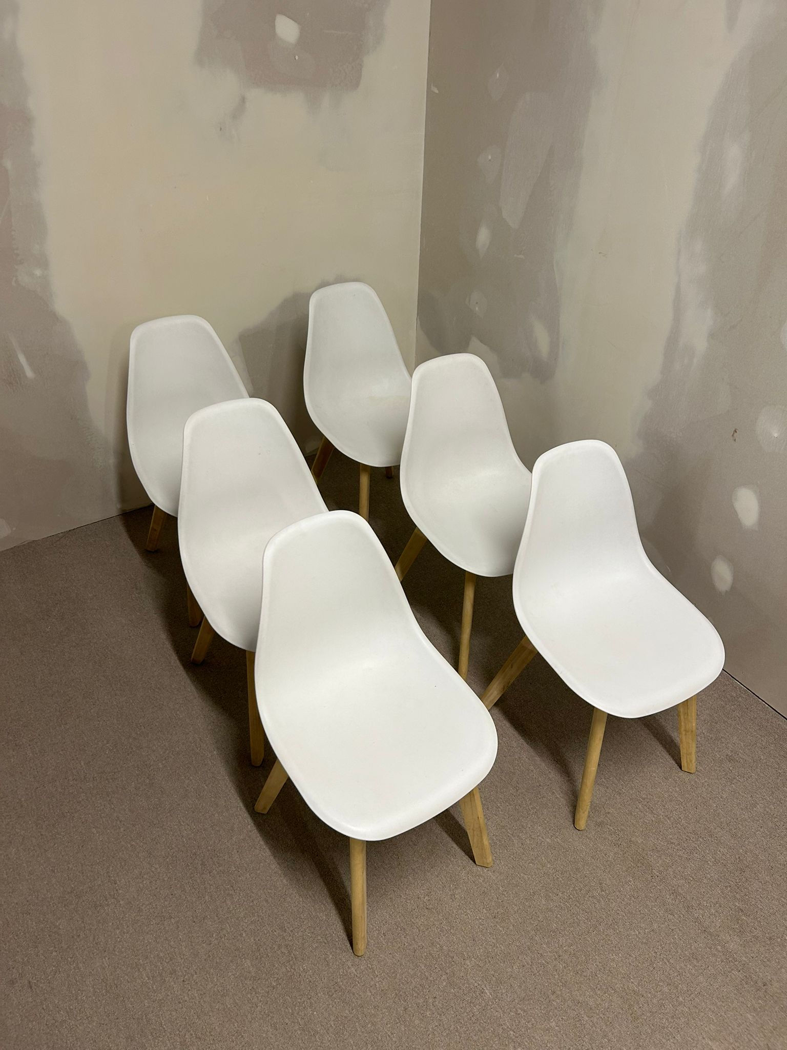 6er Set Esszimmerstühle, weiss, skandinavisch, Holzfüsse