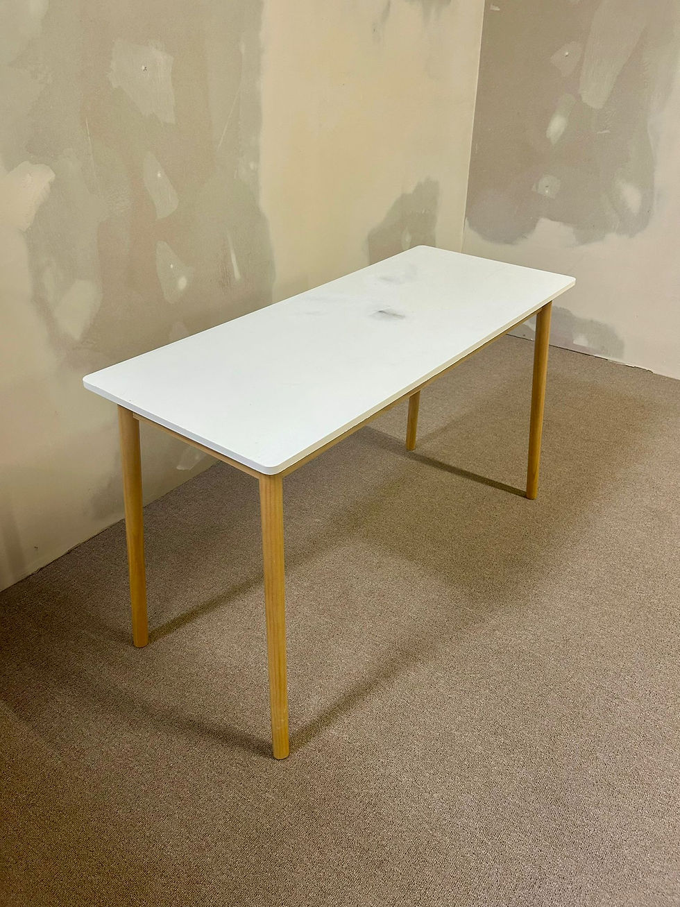 Weisser Schreibtisch Konsole mit Holzfüsse Bürotisch