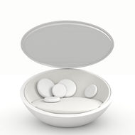 Daybed Ulm Vondom blanc avec protection solaire installé dans un espace extérieur zen