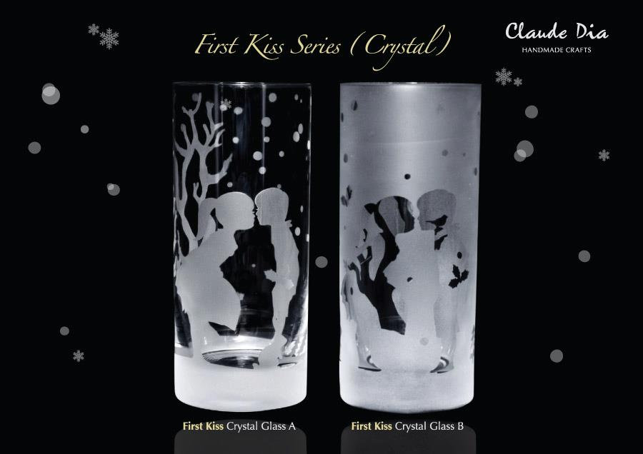 情人節禮物, Valentine's Day,刻字杯, 磨砂, 記念杯, first kiss crystal long drink glass, 刻名, 客製化