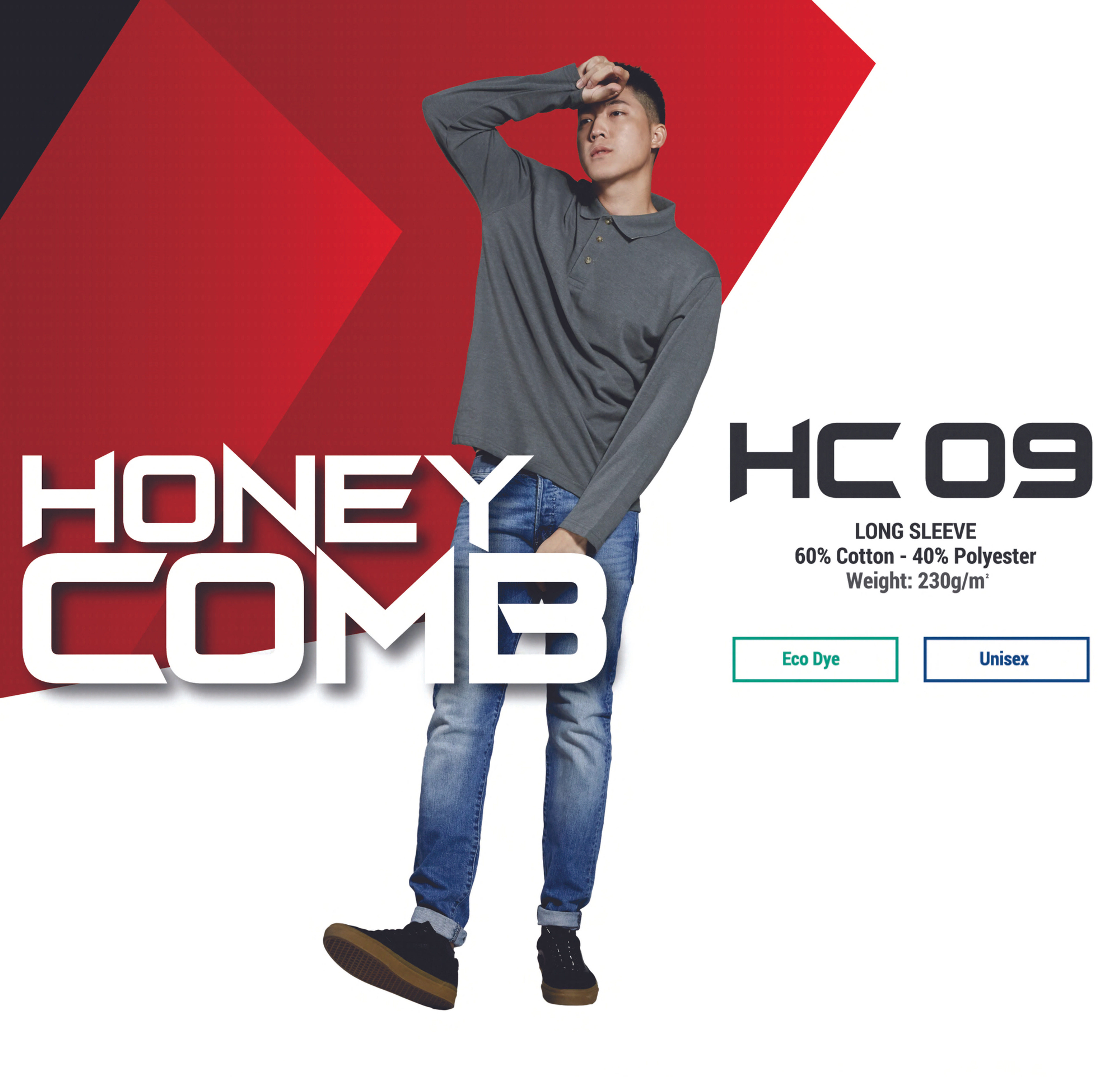 Cotton Honeycomb Long Sleeve Polo