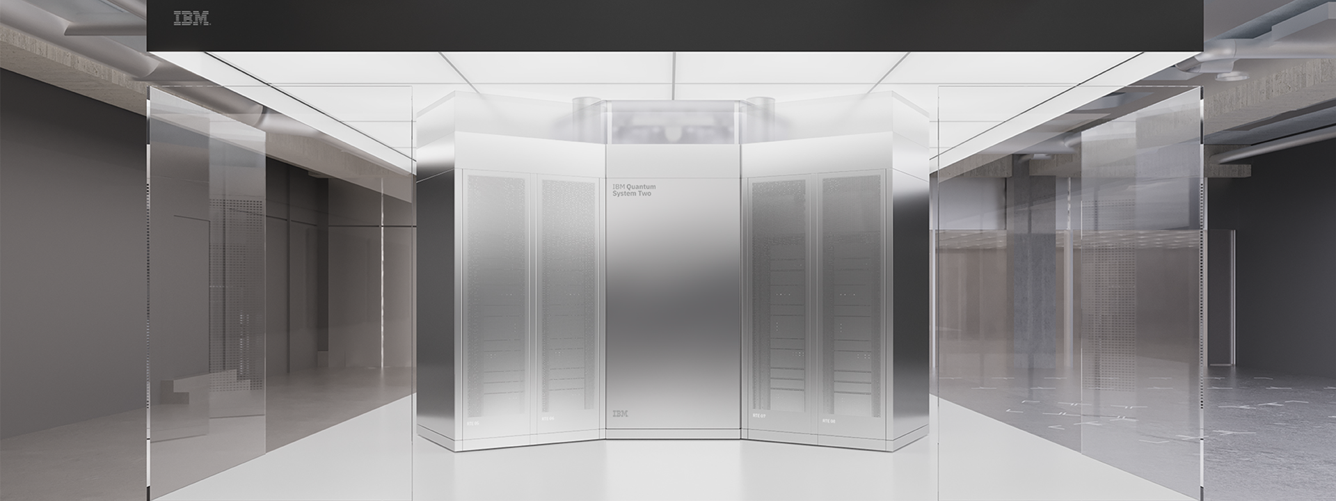 IBM Quantum System Two, visually rendered here, is a system designed to be modular and flexible, combining multiple processors into a single system with communication links. @ IBM