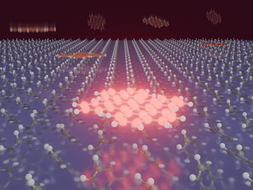 Artistic representation of an optically excited molecule on a surface of a crystal.