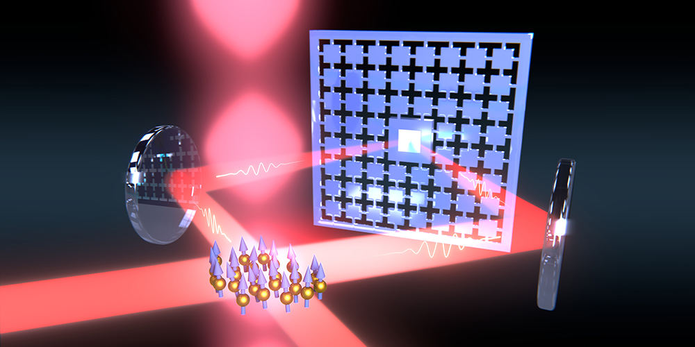 Light is used to couple a vibrating membrane to a cloud of atoms in order to form a control loop. The two different quantum systems — consisting of the membrane and the spins — therefore regulate one another’s temperature with no need for external measurement. @ Department of Physics, University of Basel