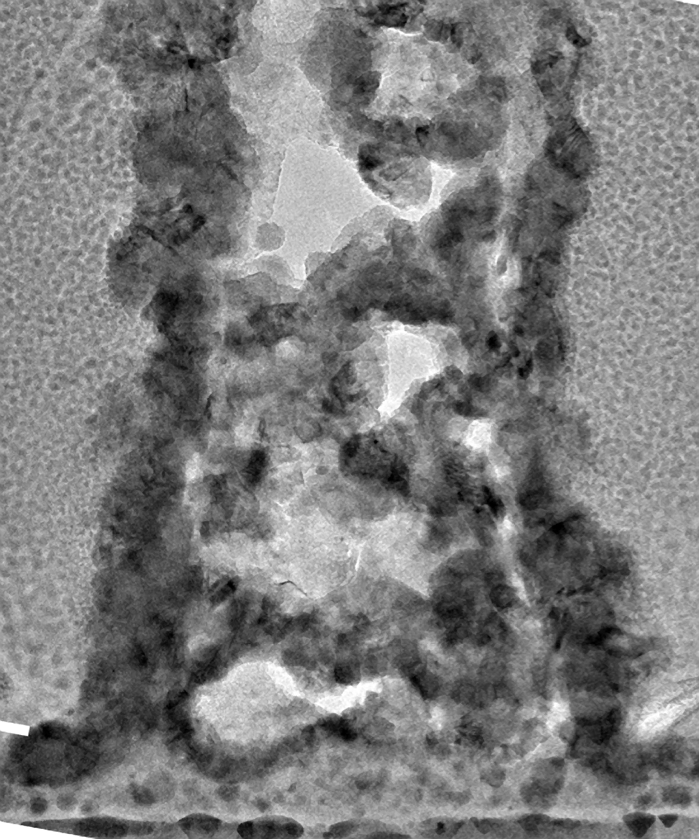 The irregular interior structure of a nanoscale nickel pillar. @ Caltech