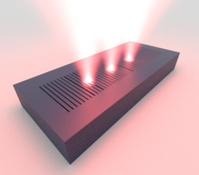 Subwavelength grated waveguide supporting polariton droplets (visualization: Antonio Gianfrate, source: CNR Nanotec). @ CNR Nanotec