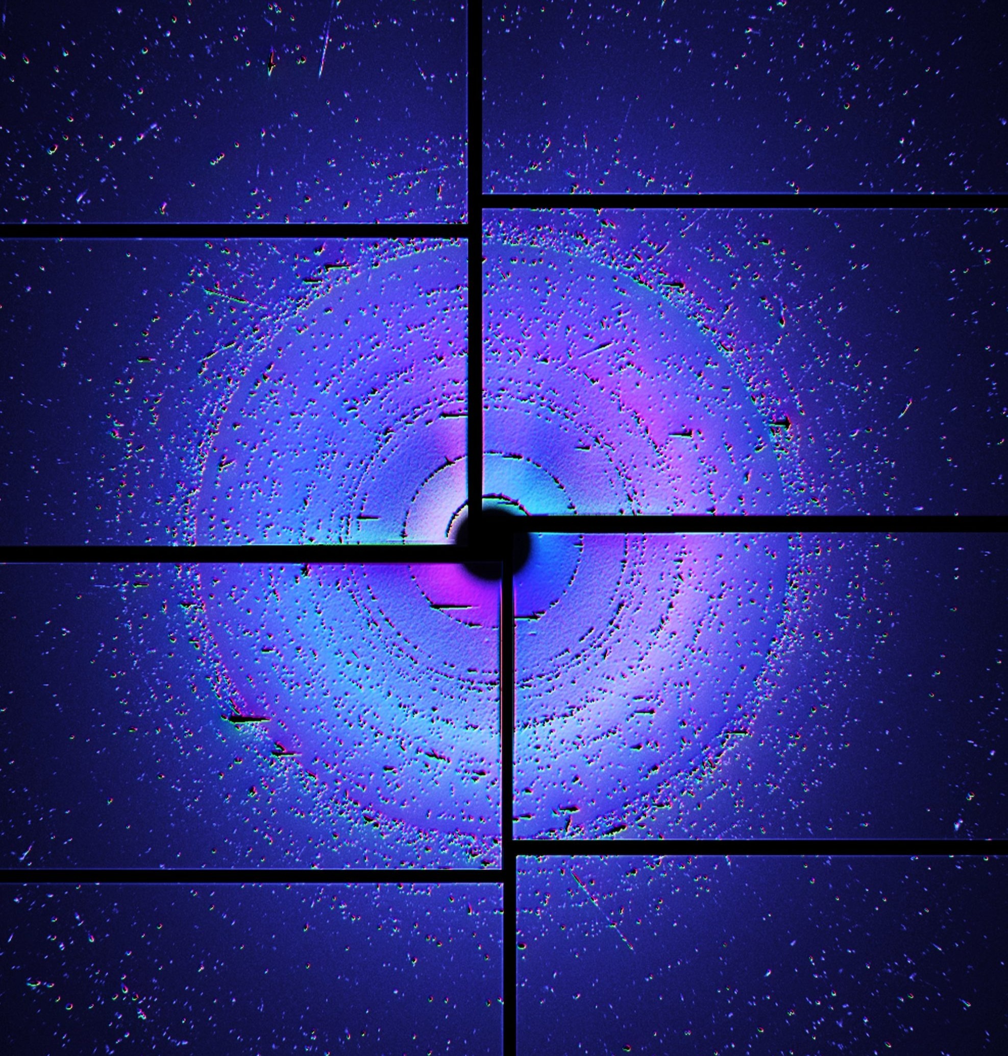 An illustrated collage composed of all the diffraction data gathered at the SACLA. @ Nate Hohman/University of Connecticut