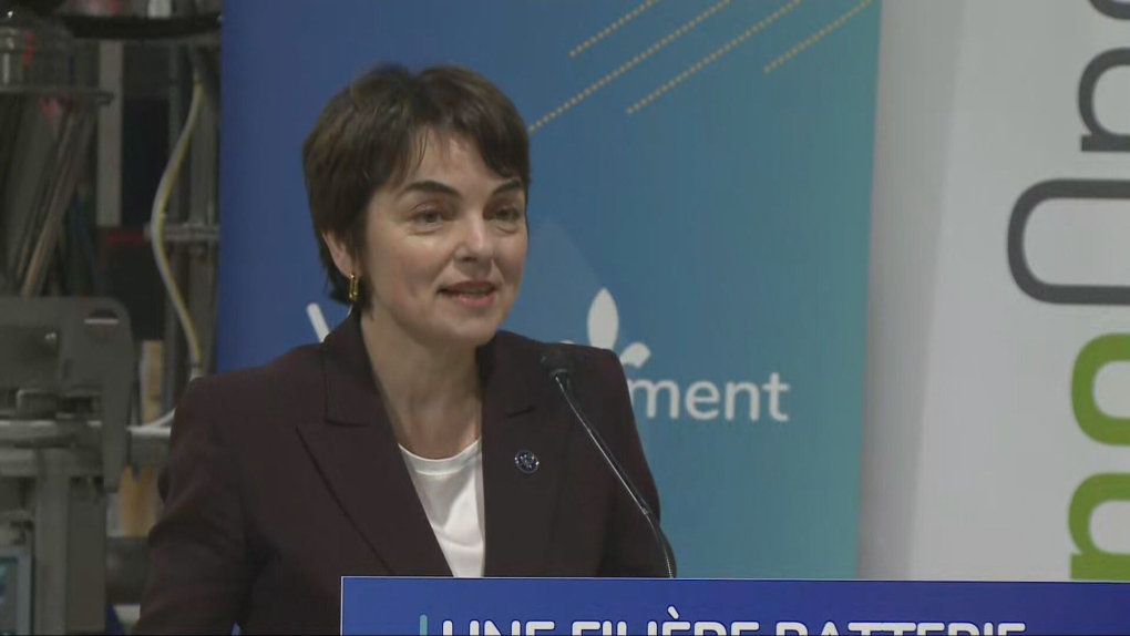 Energy Minister Christine Frechette at the announcement that Quebec will invest $18 million into the Nano One battery plant in Candiac, Que.