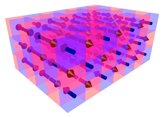 The microscopic moments in antiferromagnetic materials have alternated orientation, in contrast to the ones of ferromagnets. @ Lorenzo Baldrati, JGU