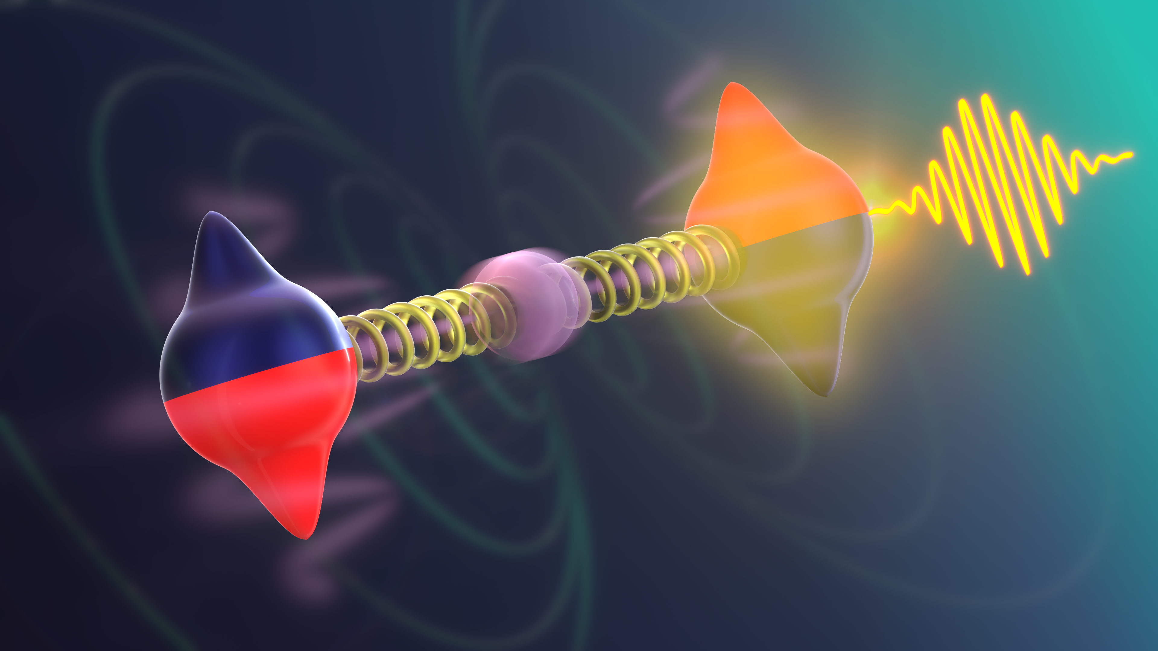 Artistic illustration of Magnon-phonon Fermi resonance in an antiferromagnet. @ B. Schröder / HZDR