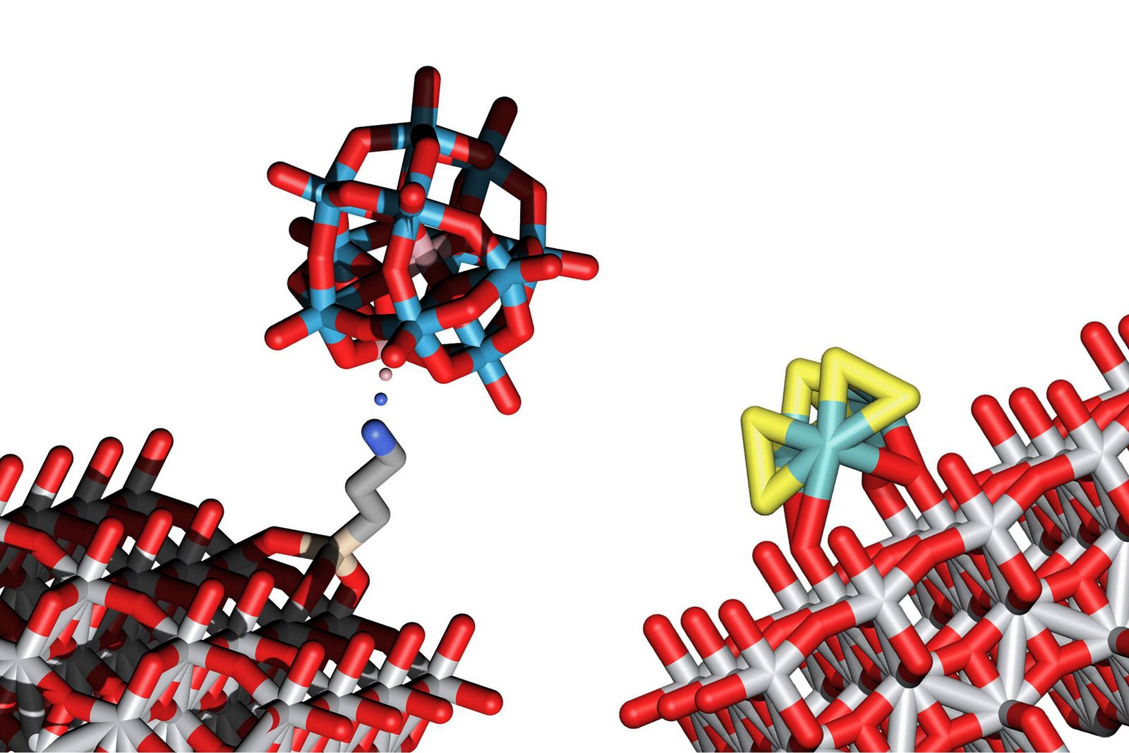 Structural models of two clusters that enable water splitting into O2 and H2 by means of light energy. @ TU Wien